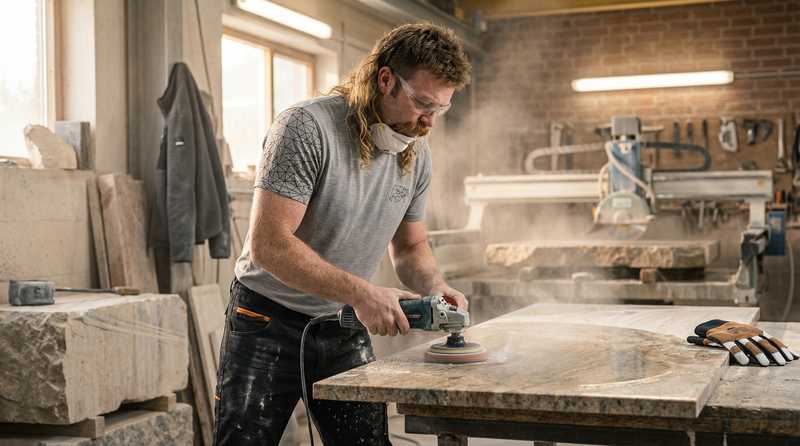 Arbeitsschutz in der Steinmetz-Werkstatt - Staubschutz, Geh&ouml;rschutz und Schutzausr&uuml;stung