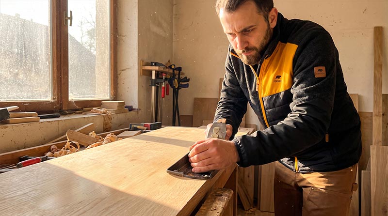 Holzarbeit, Werkbank, Holzwerkstatt, Schleifen, Arbeitsoberfläche