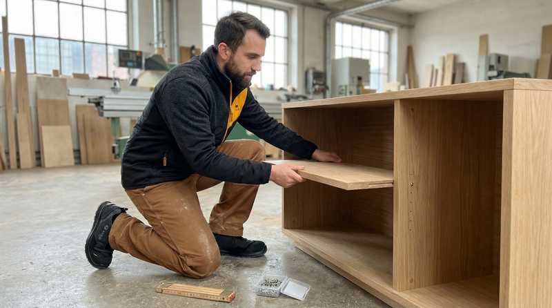 Arbeitssicherheit in der Schreinerei - Gehoerschutz Staubschutz und Schutzbrille fuer Tischler