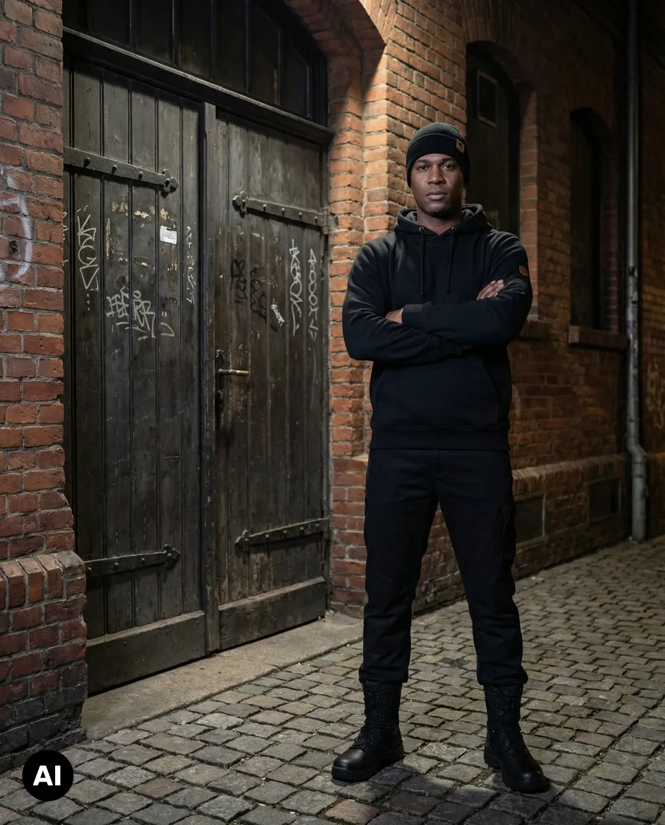 Hoodie, Schwarz, Stiefel, Urban, Person