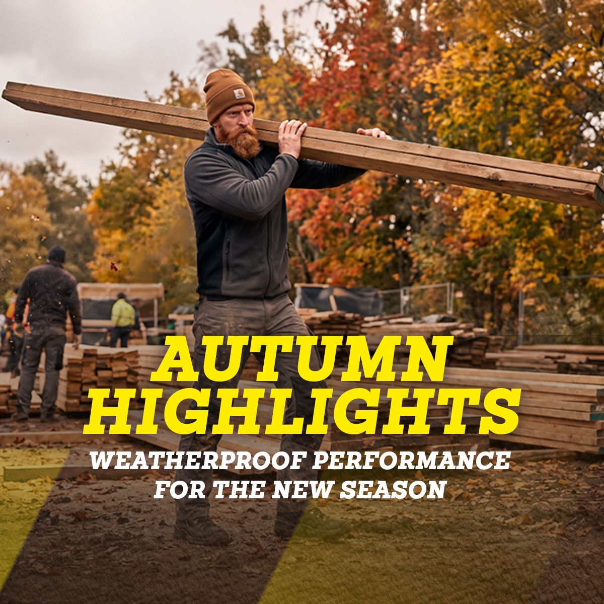 holz, holzstapel, workwear, mann, herbst