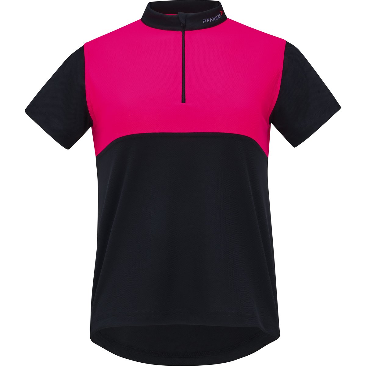 PFANNER® Zipp-Neck Shirt kurzarm Damen - 1 PFANNER® Zipp-Neck Shirt kurzarm Damen - 1, Rennradtrikot, Kurzarm, Reißverschluss, Farbblock, Pink/Schwarz