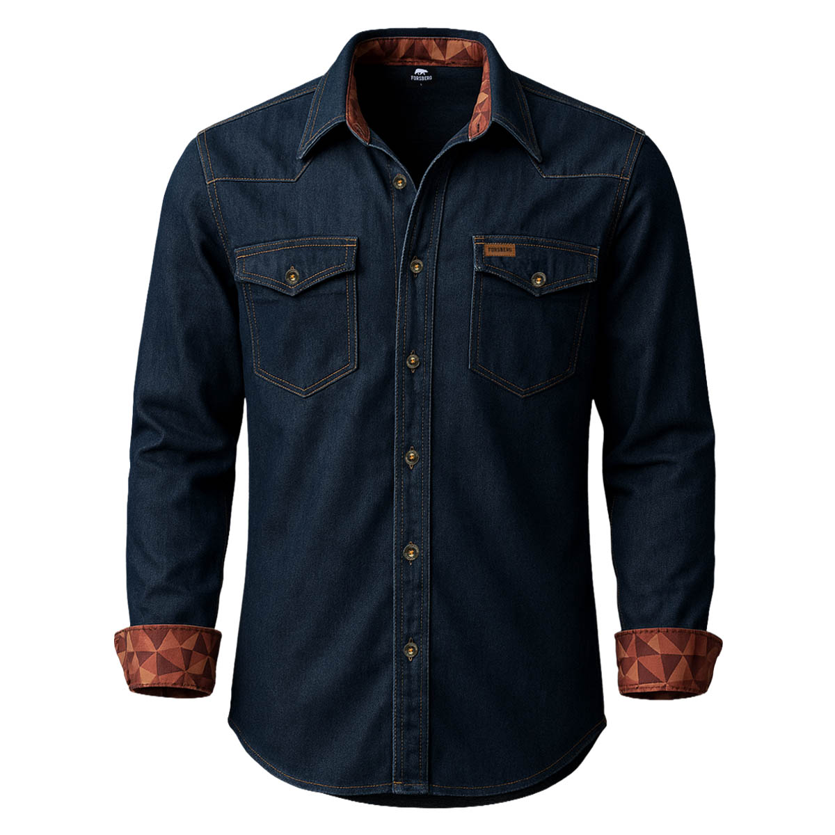 FORSBERG robustes Jeanshemd mit farbigem Ausputz - 1