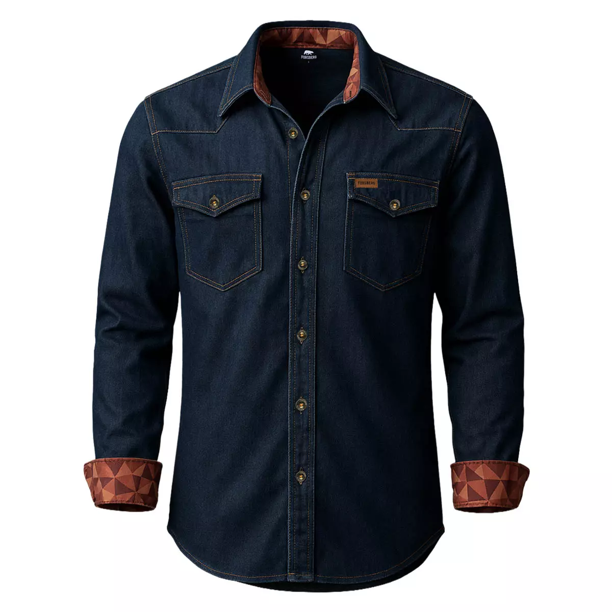 FORSBERG robustes Jeanshemd mit farbigem Ausputz - 1, Langarm, Hosen, Hemd, Ärmel, Jeans