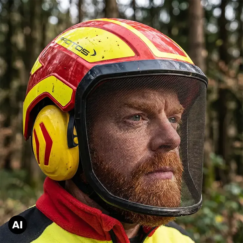 Schirmhelm, Schutzhelm, Gehäuse, Mesh-Gesichtsschutz, Kopfsschutz, helmet, face shield, Feuerschutzhelm, Bart, Kopfhörer