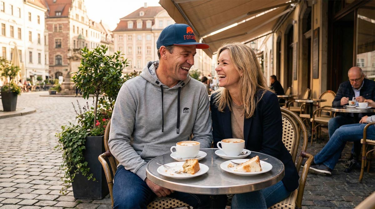 Café, Paar, Getränke, Kaffee, Torte
