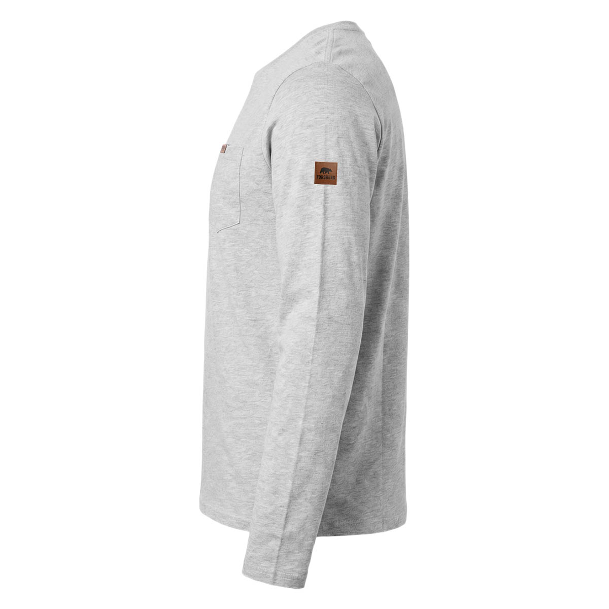 FORSBERG Longsleeve mit Brusttasche - 3, Langarmshirt, Graues Shirt, Lange Ärmel, Brusttasche, Fleckenloses Muster