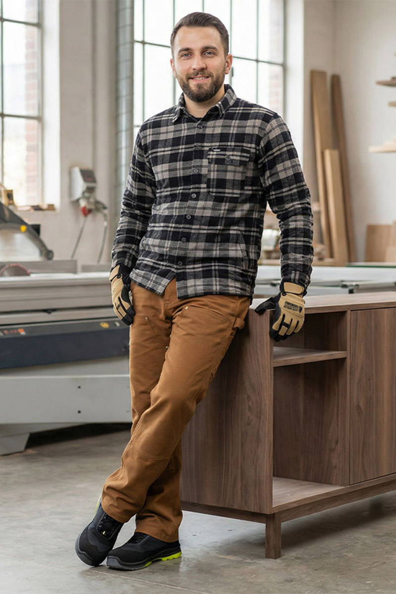 Flanellhemd, Plaid, Arbeitsjacke, Hochbauarbeiter, Arbeitshose