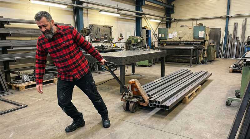 Schnittschutz und Schleifschutz beim Metallbau mit Schutzbrille und Gehoerschutz