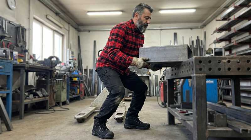 Metallbauer Kenan Demir bei Stahlkonstruktionsarbeiten mit GenXtreme Schutzkleidung