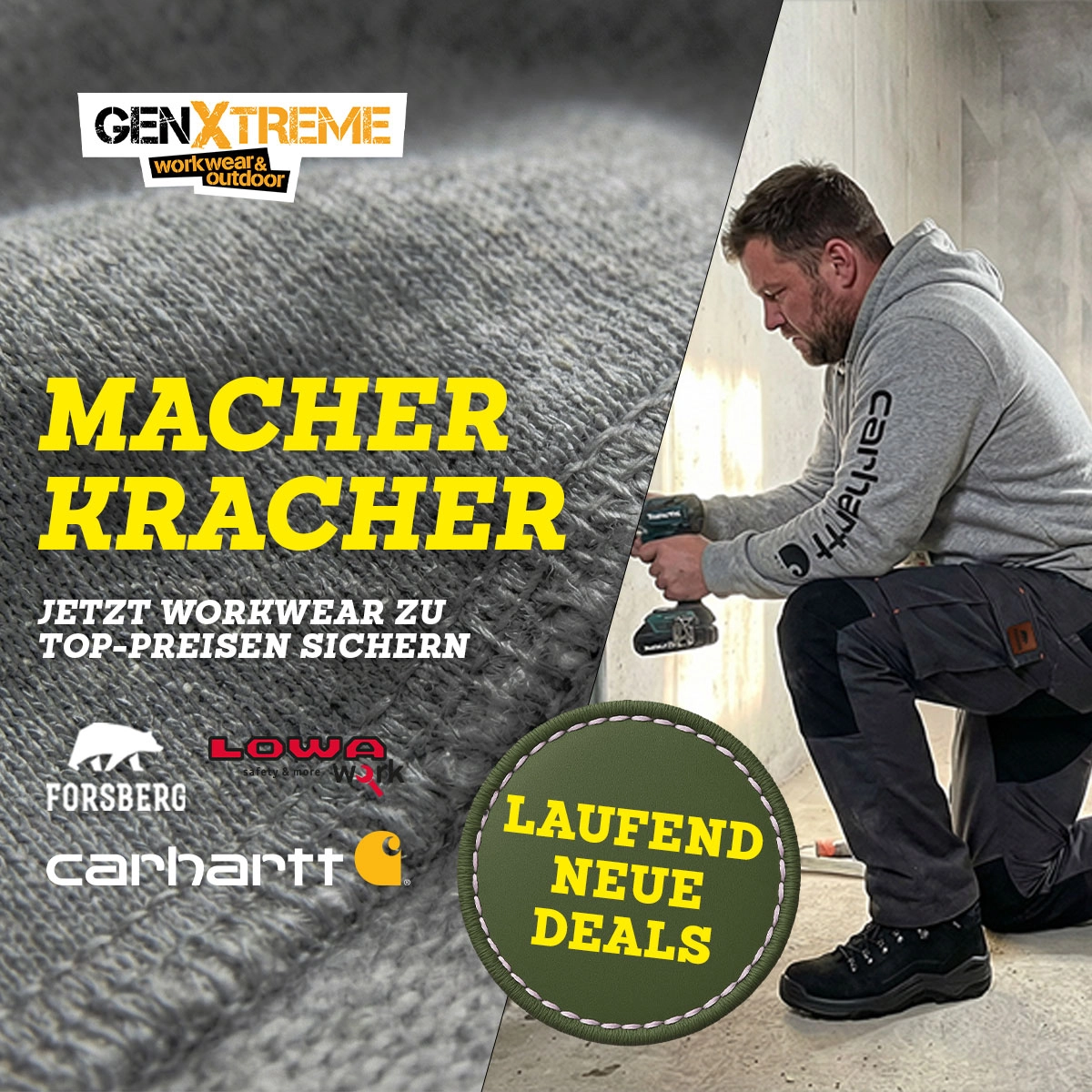 Workwear, Herrenbekleidung, Hose, Grau, Hoodie, Arbeitskleidung, Hose, Jogginghose, Baumwolle, Griff, Arbeitskleidung, Outdoor, großer text, Macher Kracher, Kordel