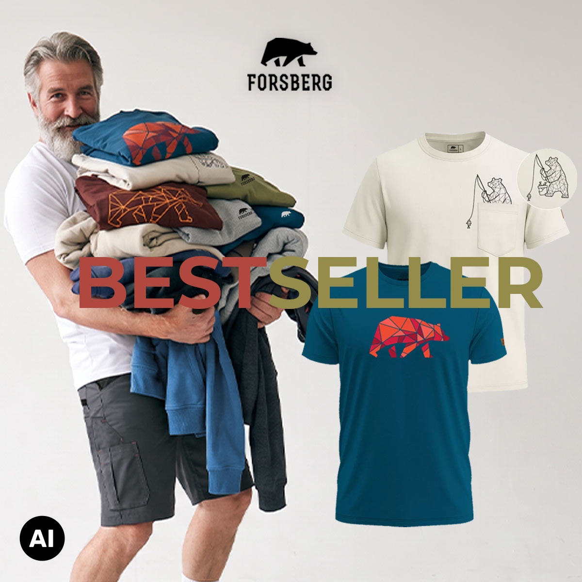 T-Shirts, Grafik-Tee, Bärenlogo, Baumwollshirt, Casualwear