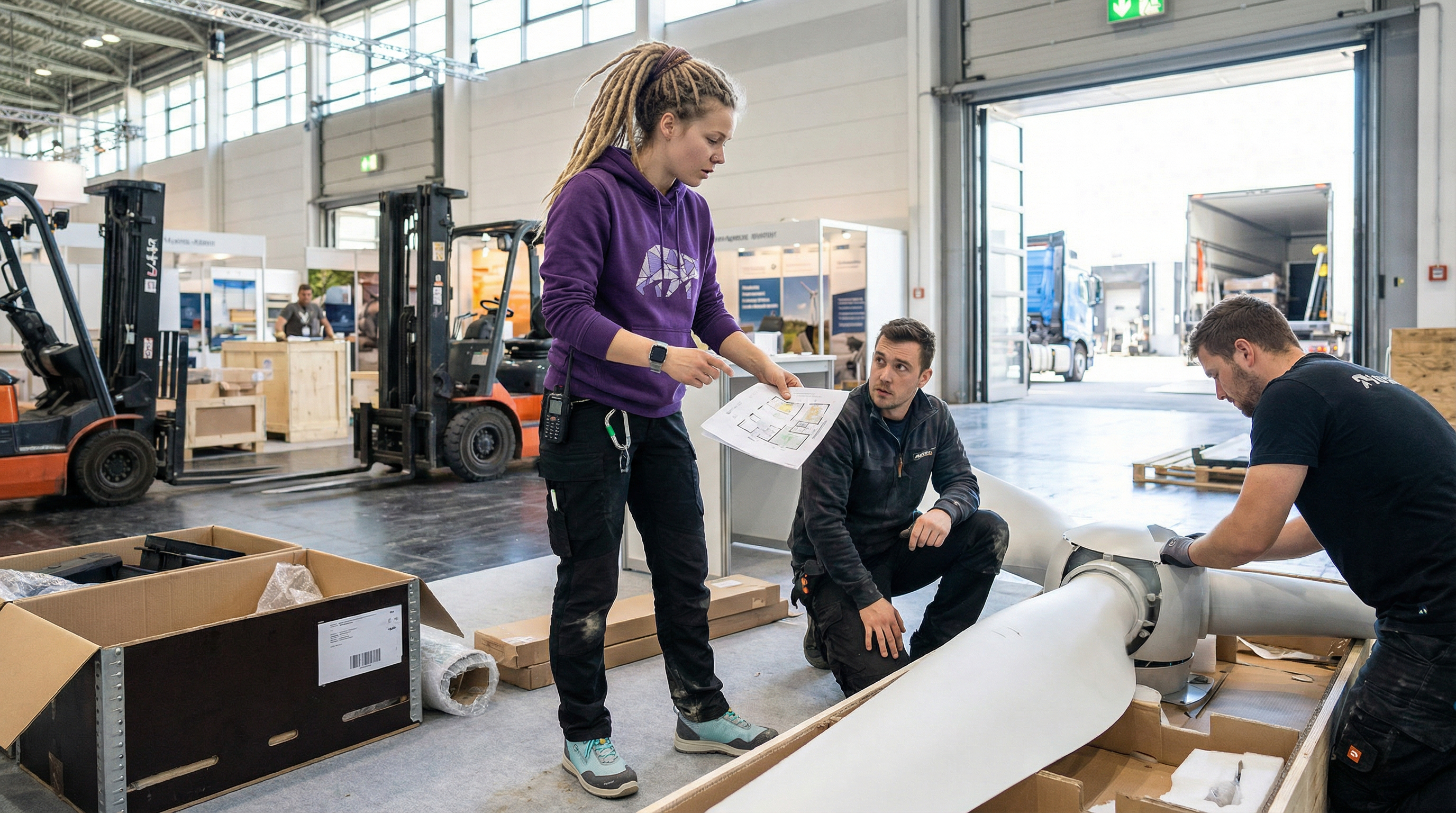 Arbeitssicherheit und PSA beim Messeaufbau