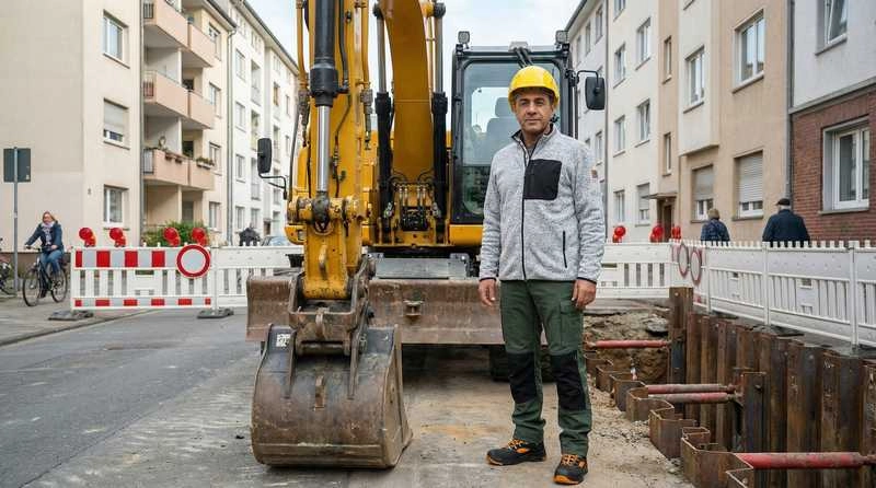 Bauarbeiter, Kranbagger, Schaufelbagger, Arbeitswelt, Baustelle