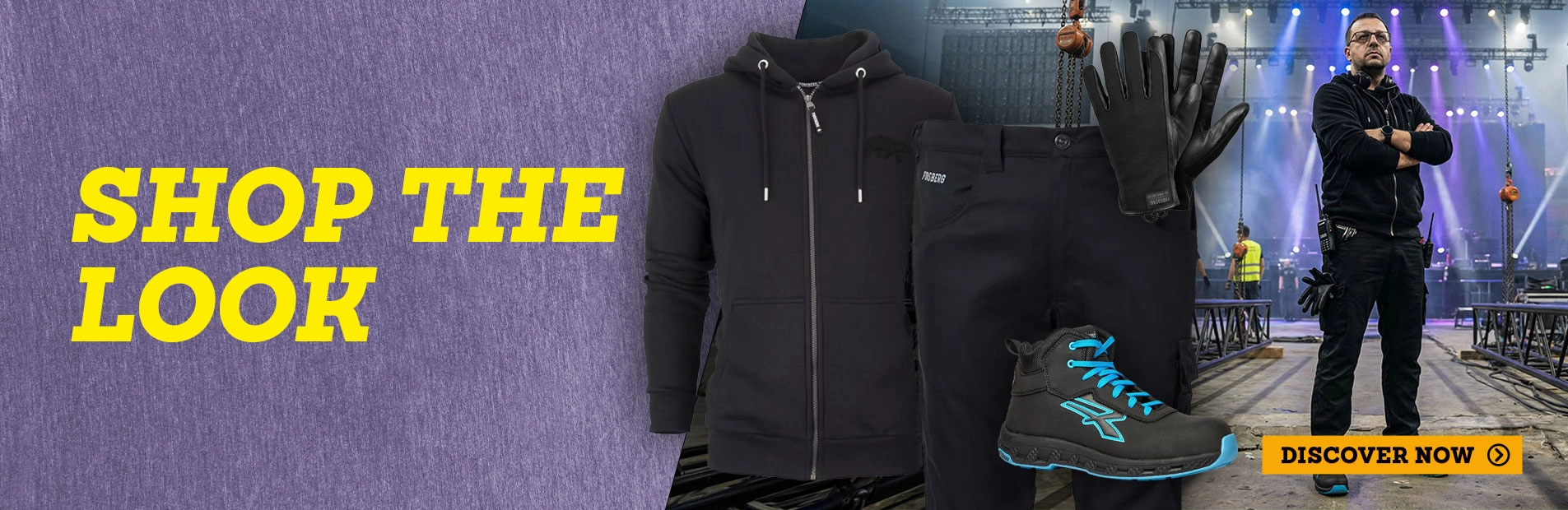 hoodie, Hose, Handschuhe, Stiefel, Konzert