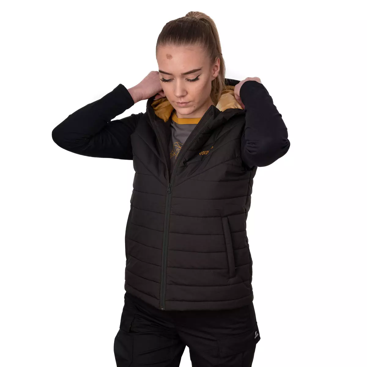 FORSBERG wattierte Damenweste mit Kapuze - 4, Weste, Mantel, Jacke, Rettungsweste, Person