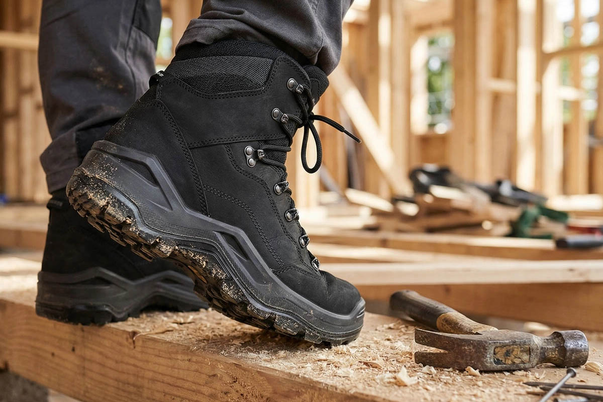 Stiefel, Bergstiefel, Leder, Schwarz, Sohlenprofil