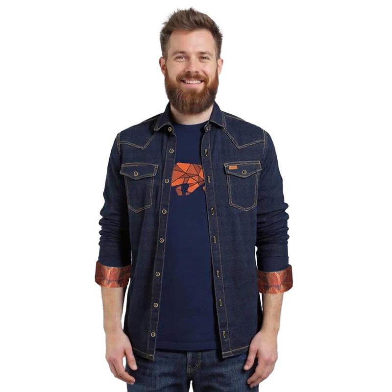 FORSBERG Denim Jeanshemd mit farbigem Ausputz - 1