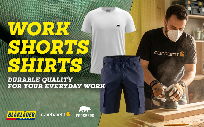 T-Shirt, Hose, Arbeitskleidung, Baumwolle, Outdoor, Tee, Shorts, Arbeitskleidung, weißes T-Shirt, dunkelblaue Shorts