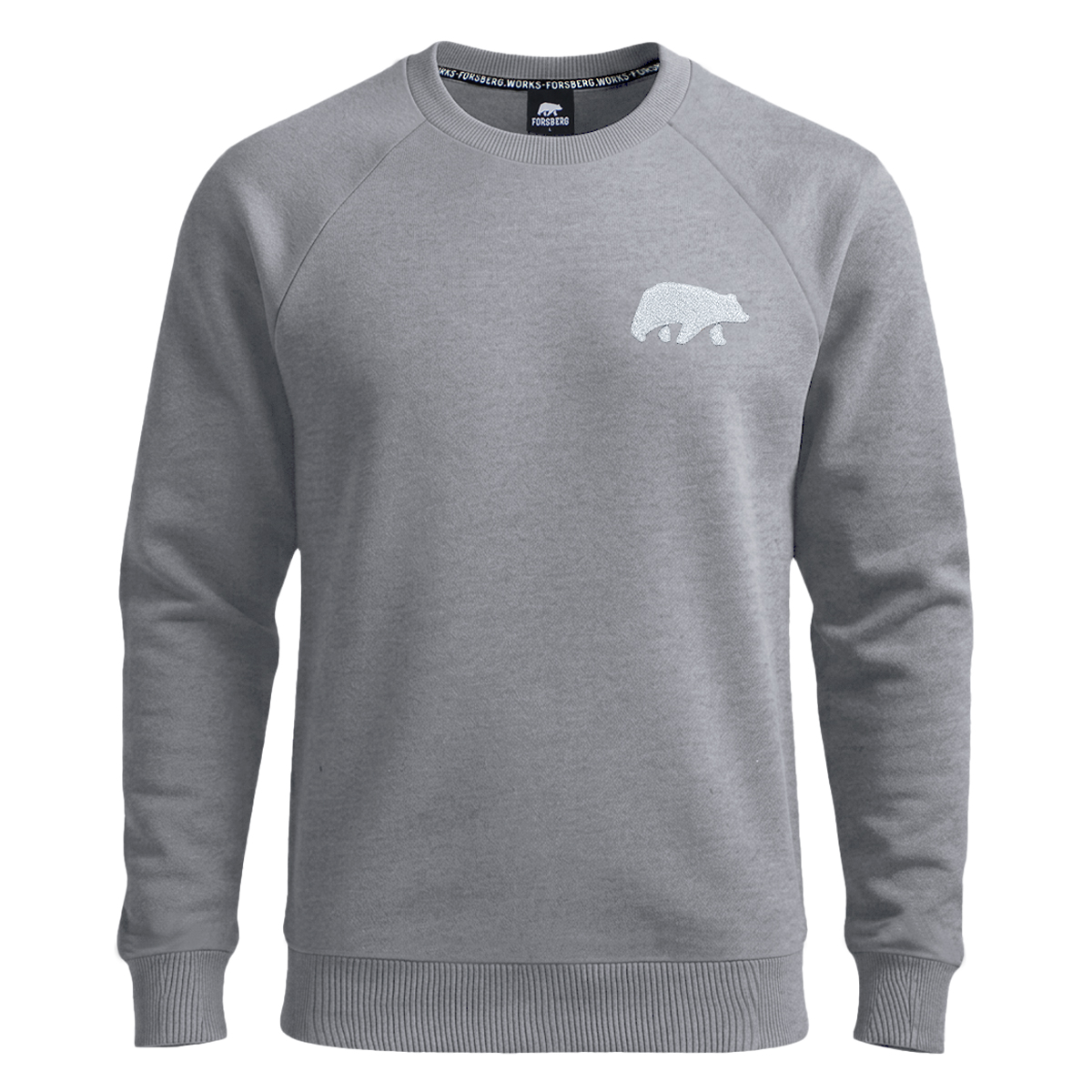 FORSBERG Sweatshirt mit Frottee Logo - 3, Sweatshirt, Grau, Langarm, Pullover, Bär-Logo