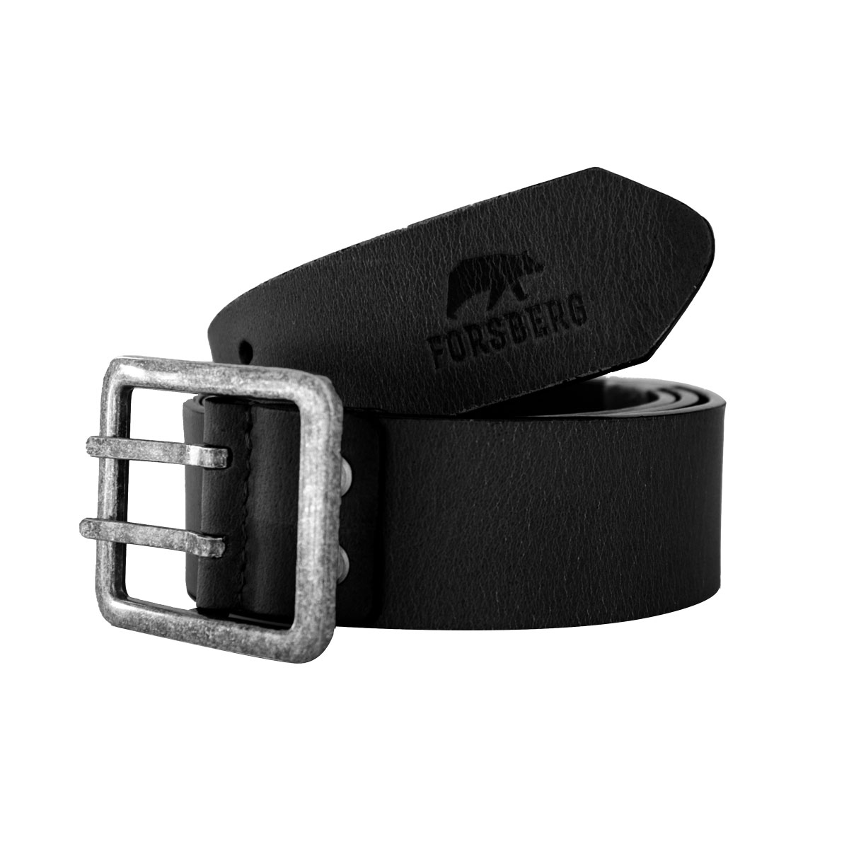 FORSBERG Leather belt with double metal buckle