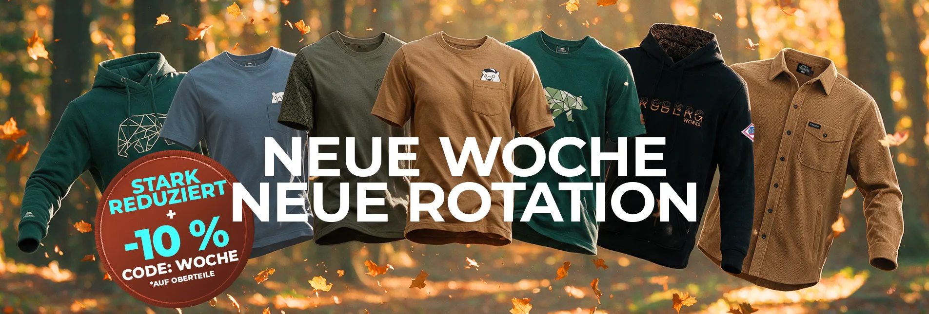 Herrenbekleidung, T-Shirts, Hoodies, Freizeithemd, Herbstfarben