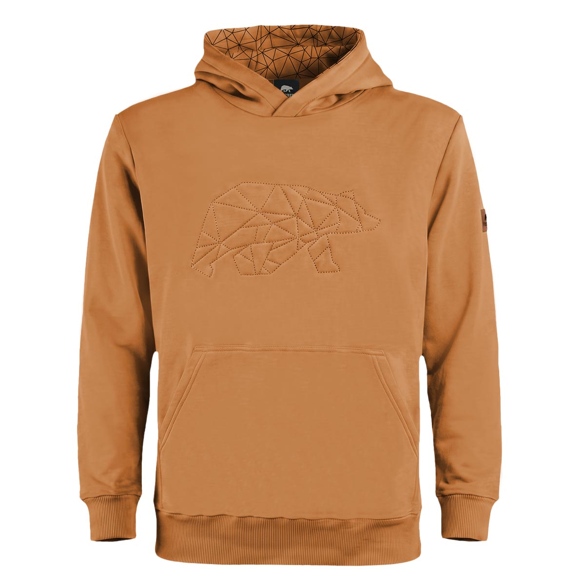 FORSBERG Hoodie mit gesticktem Polygonbär - 1 FORSBERG Hoodie mit gesticktem Polygonbär - 1, Hoodie, Kapuzenpullover, Kängurutasche, Geometrisches Muster, Beige