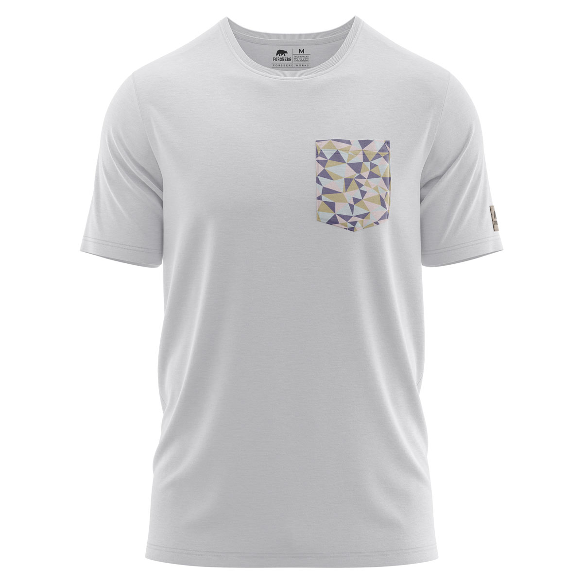 FORSBERG T-Shirt mit Brusttasche im polygonen Design weiss, petrol - 1