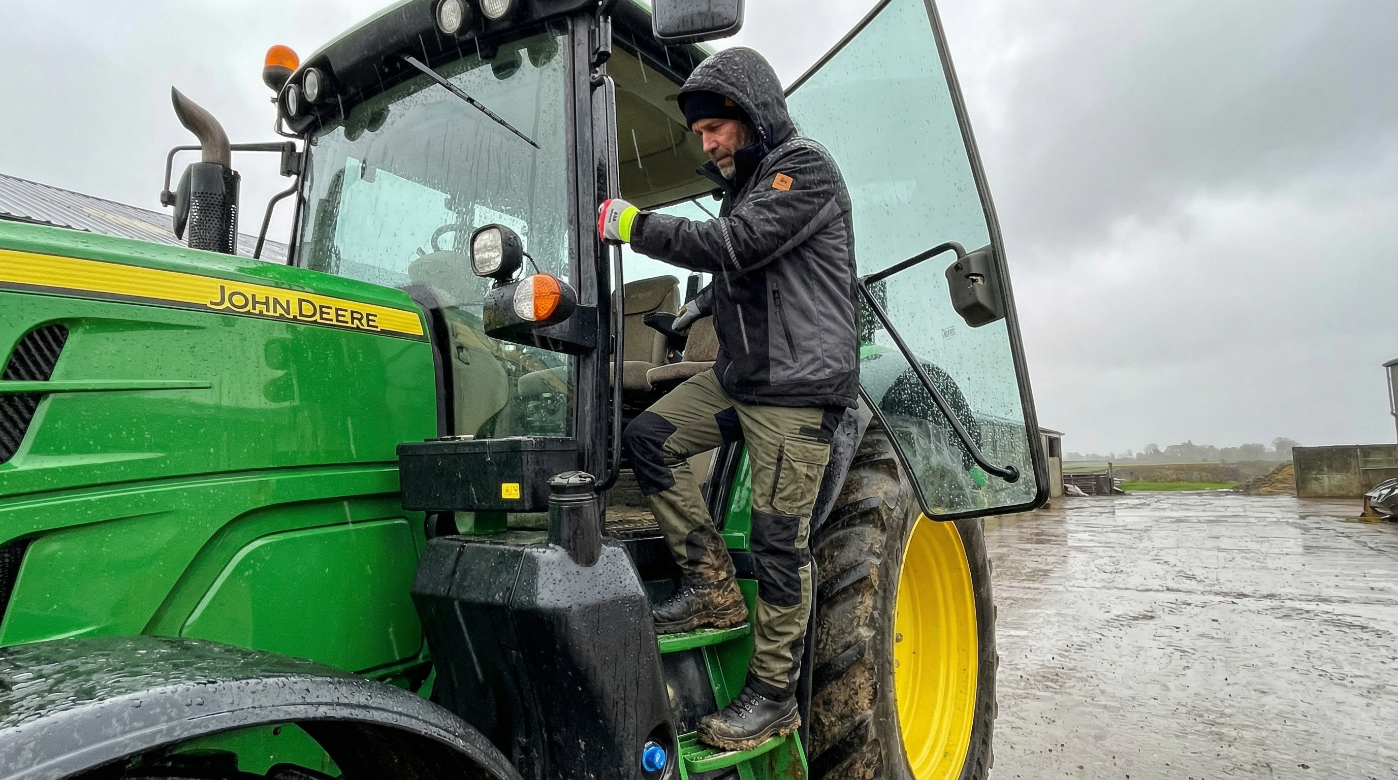 Hauke Jansen tijdens het ochtendwerk op het land