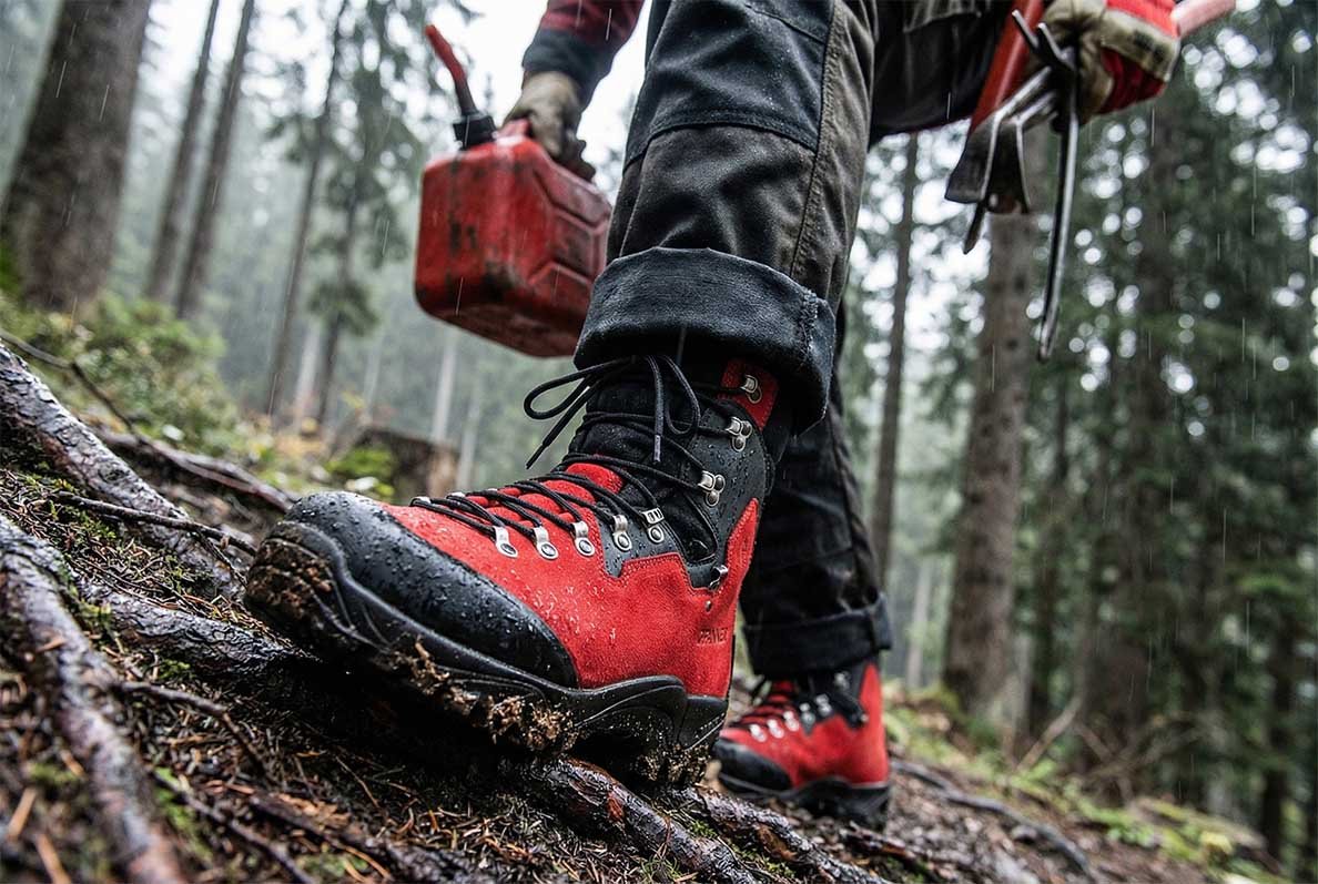 Hiking boots, Rote Stiefel, Outdoor-Schuhwerk, Trail-Schuhwerk, Wasserabweisend