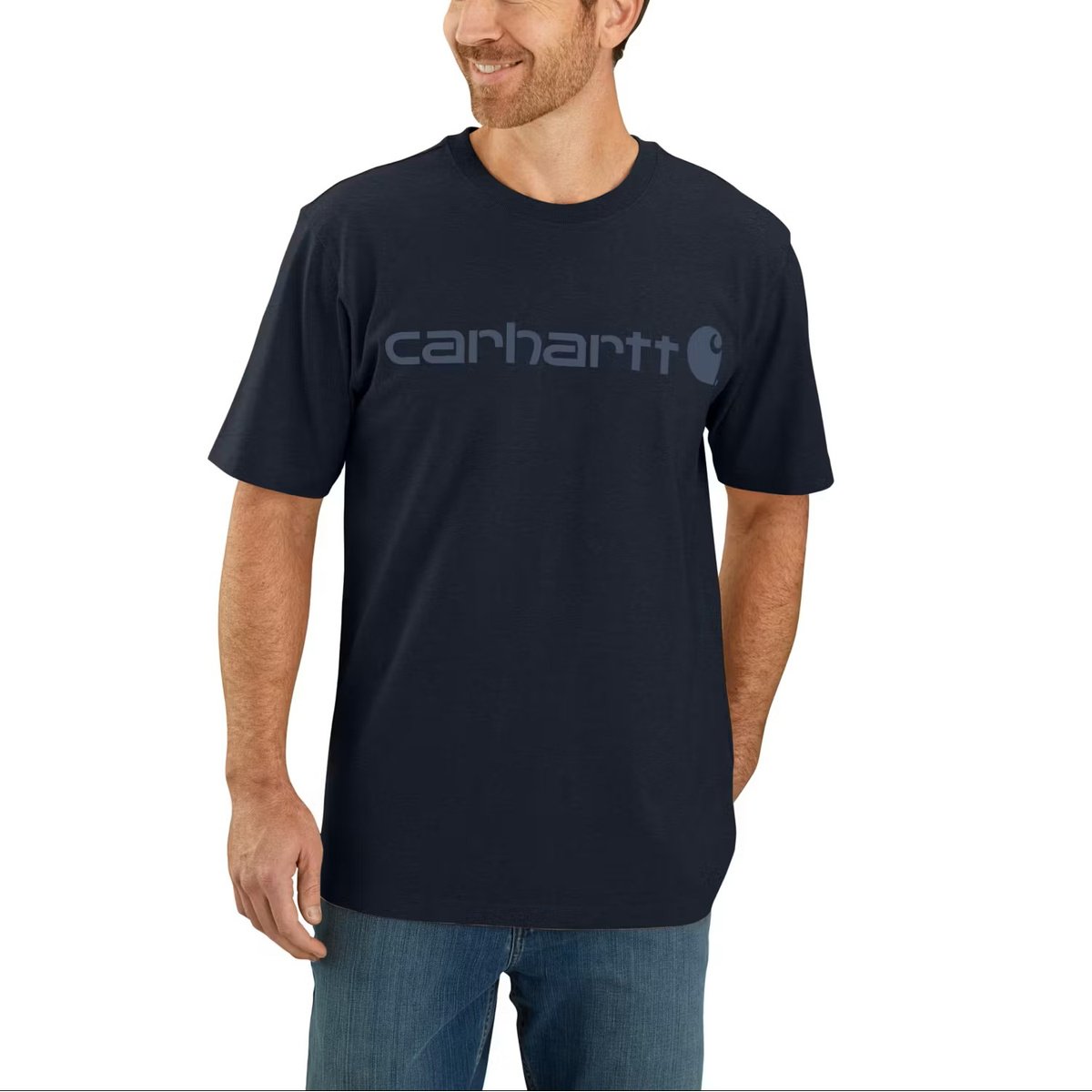 Carhartt Core Logo T-Shirt dicke Qualität - 26, T-Shirt, Kurzarm, Navy, Baumwolle, CarharttLogo
