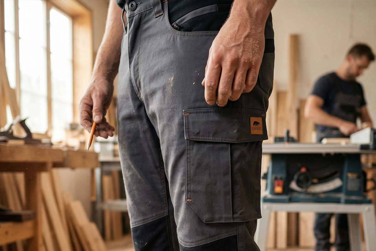 Arbeitshose, Cargohose, Tasche, Kamm-?, Canvas-Gewebe
