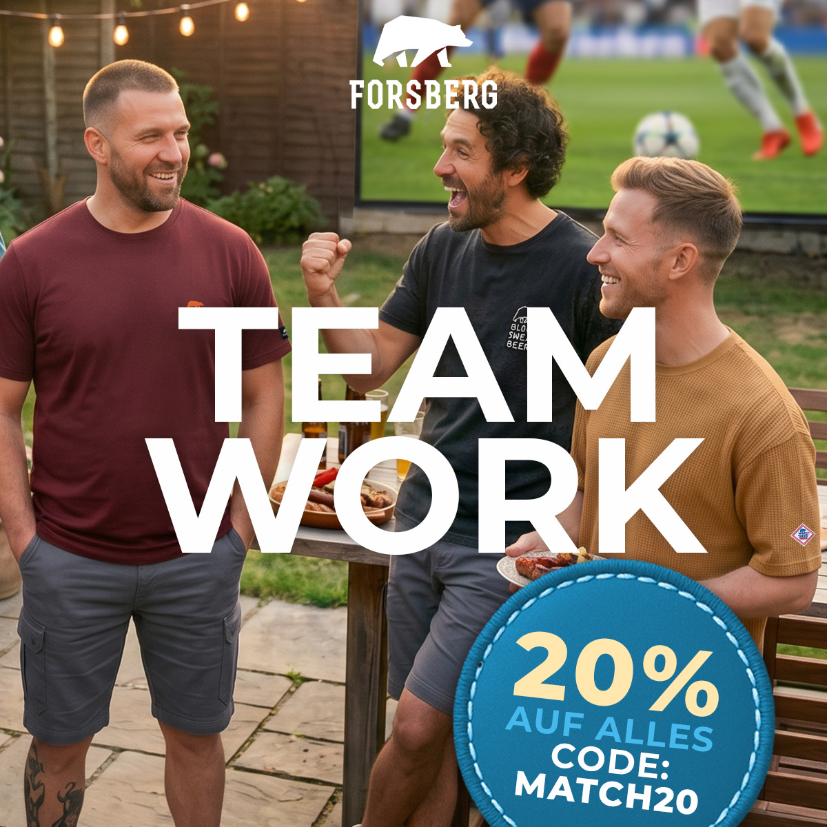 t-shirt, shorts, gruppenzusammenkunft, outdoor-feier, promo-abzeichen