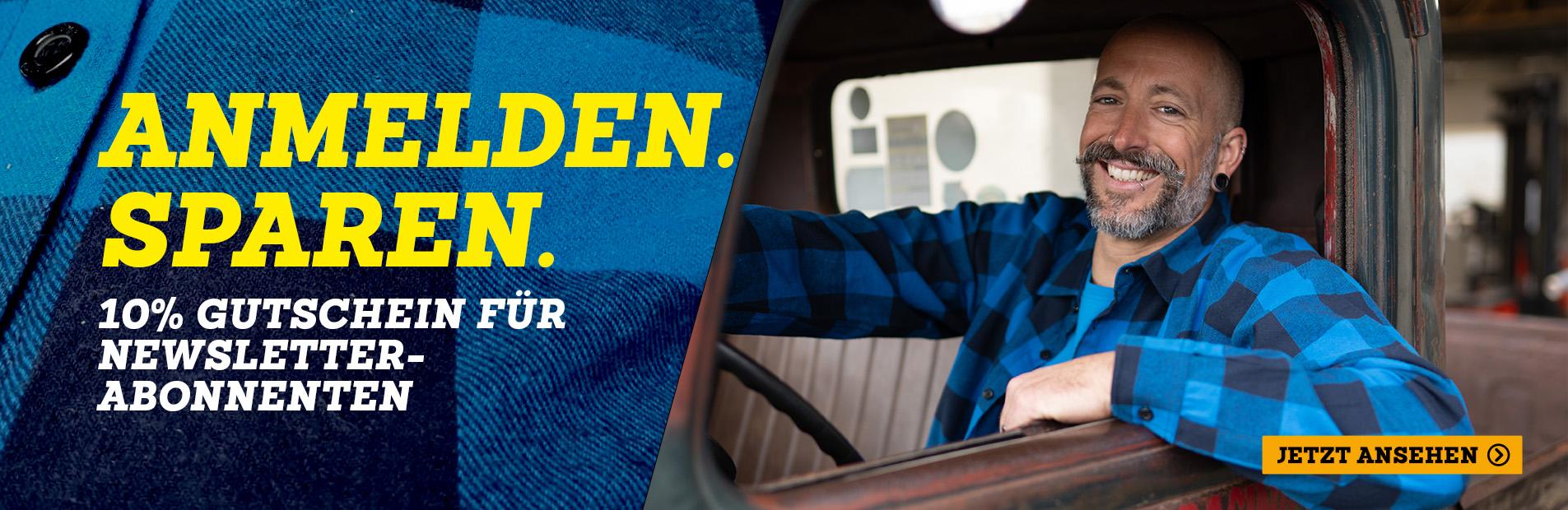 Mann, blaues-Schottenhemd, Lastwagen, Fahrzeug, Anzeige