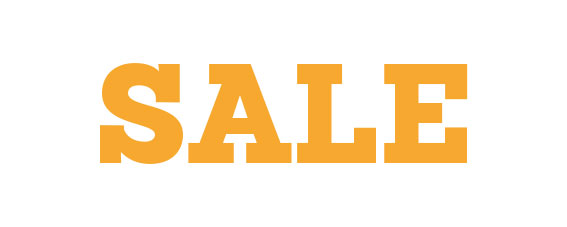 Salebanner in orange auf weißem Grund