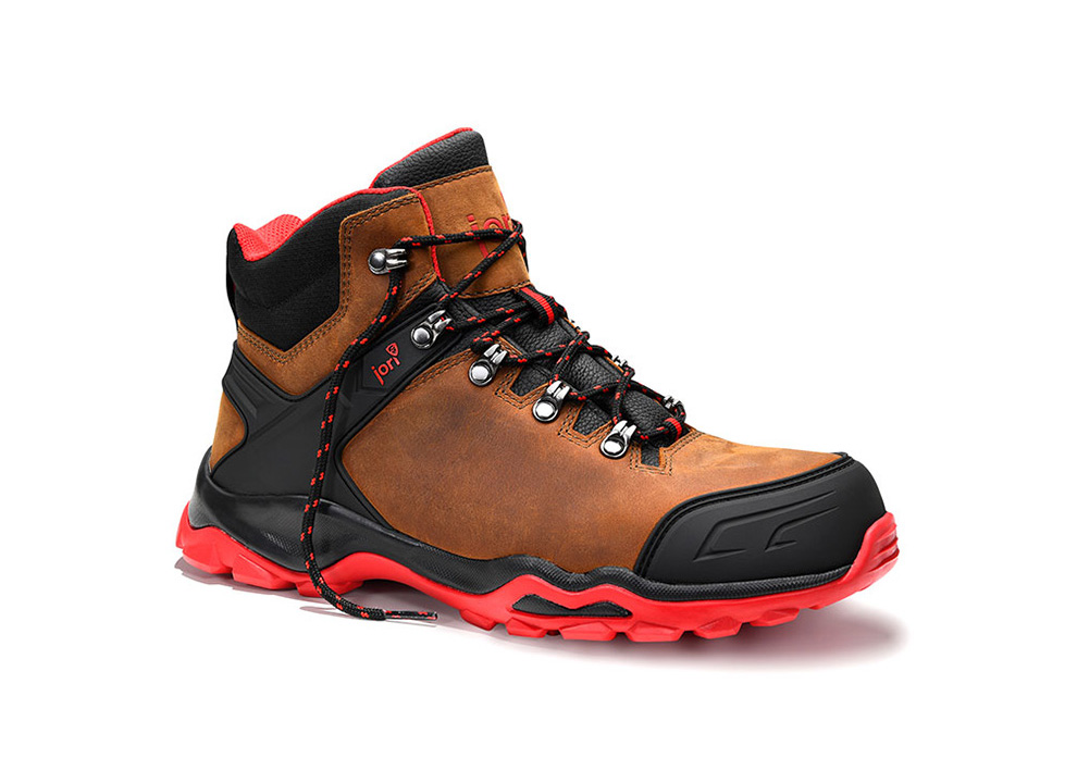 Jori jo_POWERFUL brown Mid S3S Sicherheitsschnürstiefel - 1 Jori jo_POWERFUL brown Mid S3S Sicherheitsschnürstiefel - 1, Stiefel, Wanderschuhe, Leder, Sohle, rot-schwarz