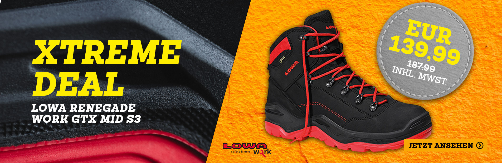 Wanderschuh, Stiefel, Hiking shoe, Gummisohle, rot-schwarz