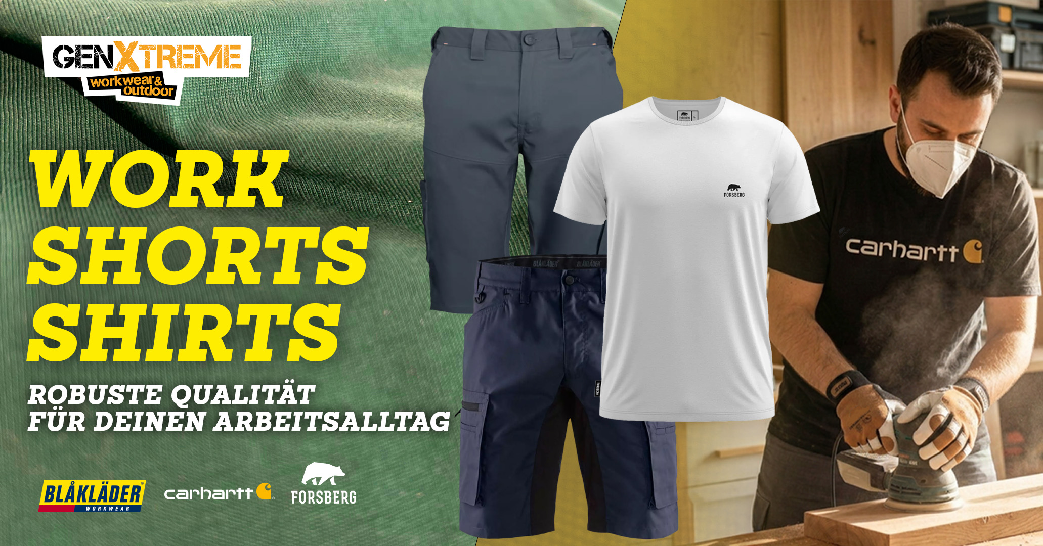 workwear, Hose, Shorts, T-Shirt, Arbeitsshirt, Arbeitsshorts, Hose, Kunstfaser, Navy, Workwear