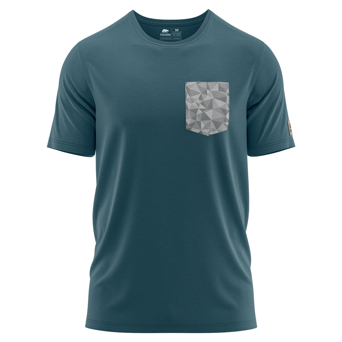 FORSBERG T-Shirt mit Brusttasche im polygonen Design weiss, petrol - 2