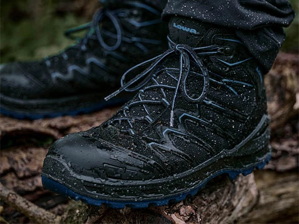 Wanderschuh, Stiefel, Gummierteil, Laufschuh, dunkelblau