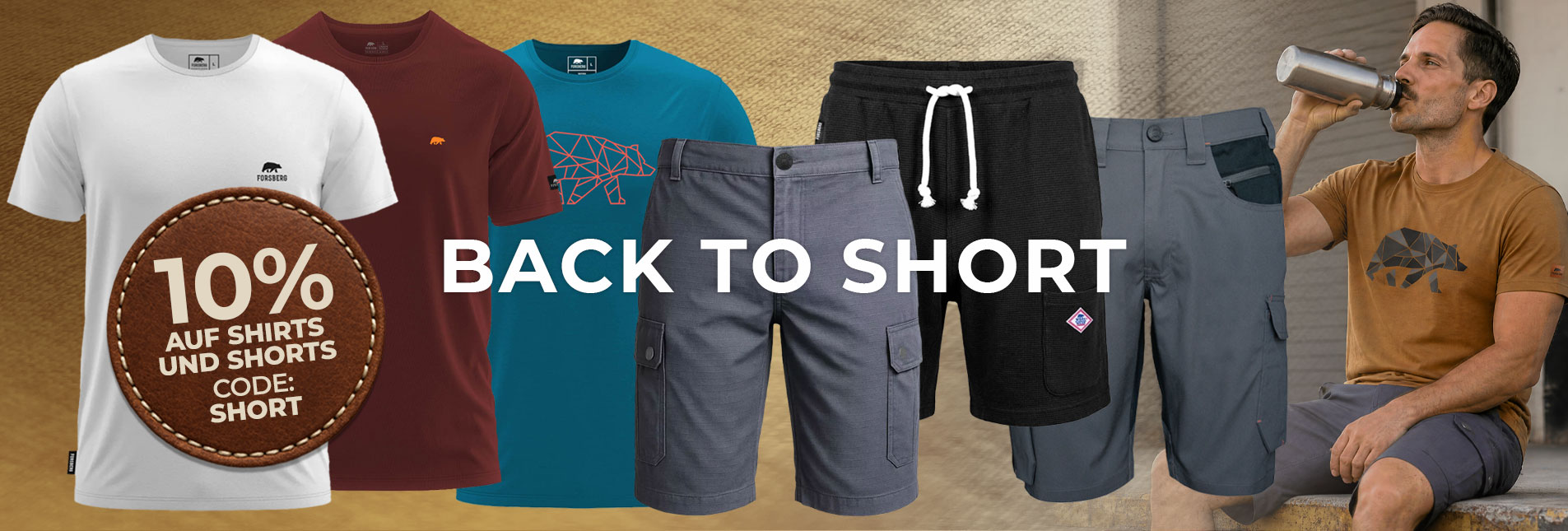 t-shirt, shorts, kurzarm, logo, roter akzent