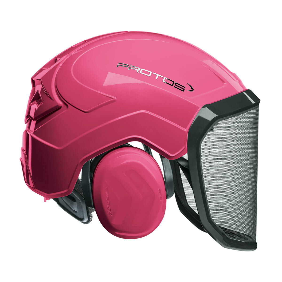 Casque D'arboriste Protos Integral - Rouge/jaune, Visière Grossière, Ventilation Active - Protection EN352