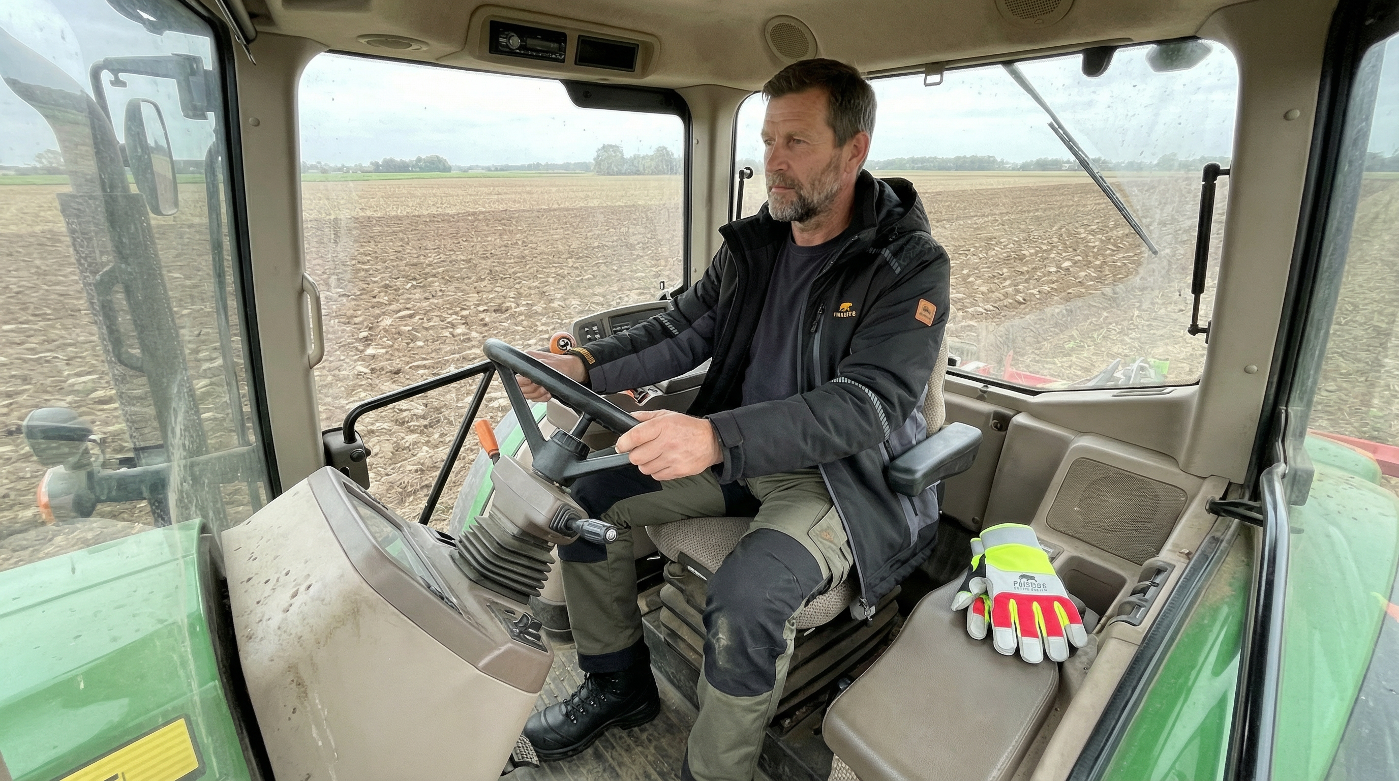Boer met tractor tijdens bodembewerking