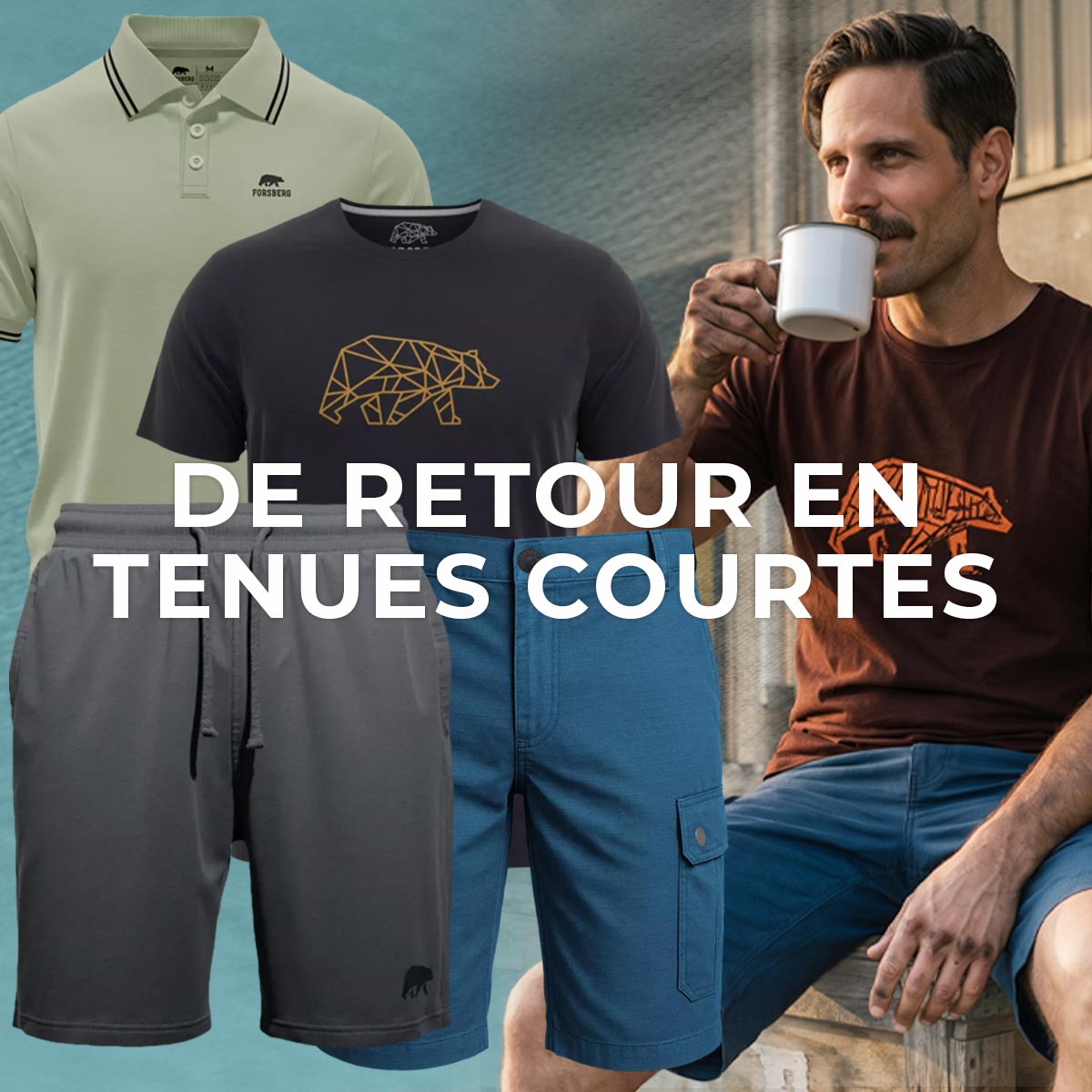 T-Shirt, Pullover, Shorts, Graphik-Design, Bär-Logo