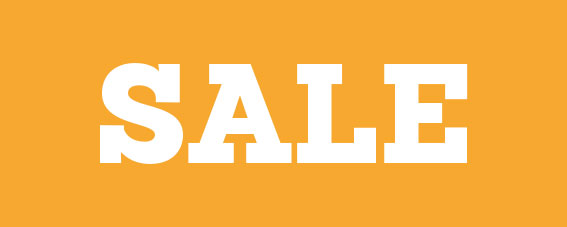 Salebanner in weiß auf orangenem Grund