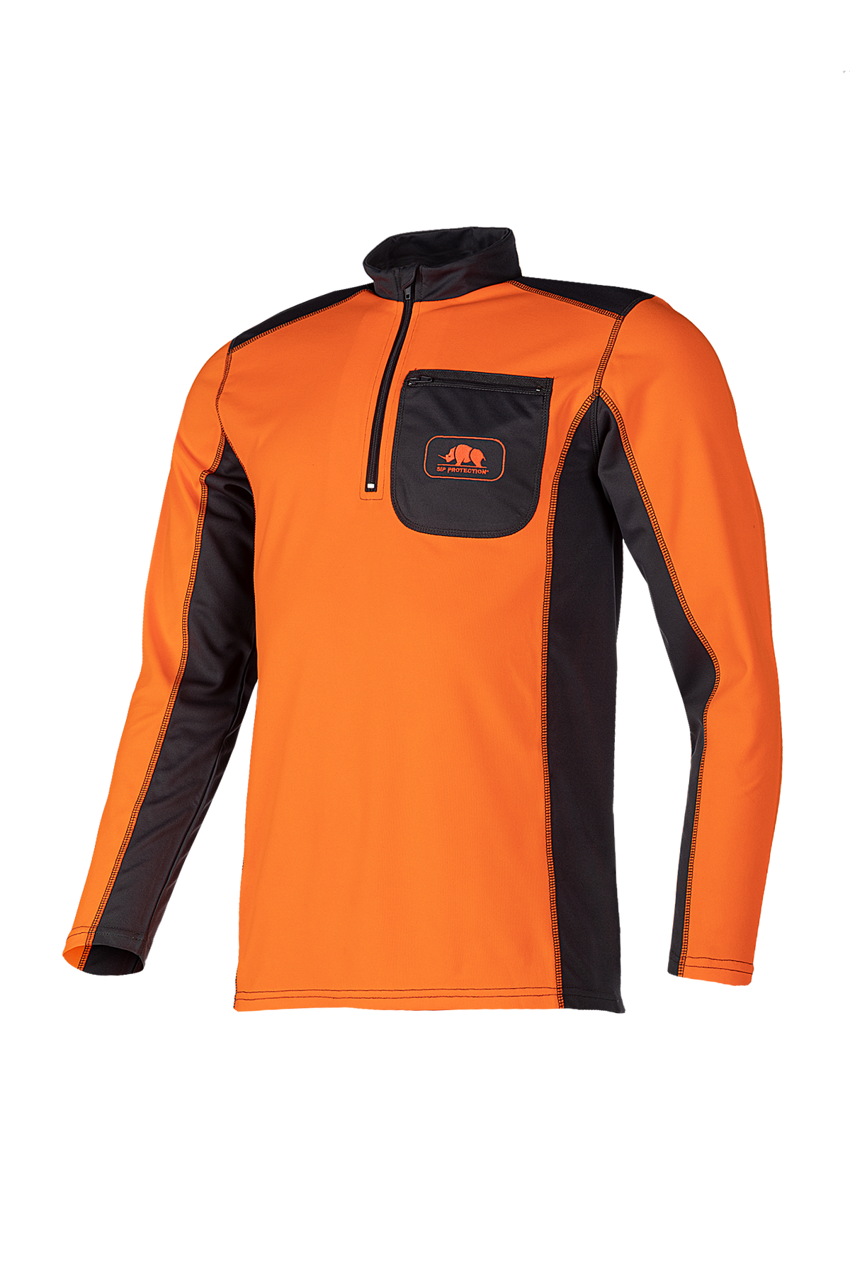   SIP Protection Funktionsshirt lang arm UPF +50 - 1, Fleece-Jacke, Langarm, Orange, Brusttasche, Reißverschluss-Front